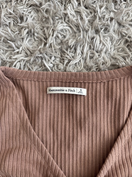 Abercrombie & Fitch Brown Ribbed Knot Front Long Sleeve Top - Picture 4 of 7
